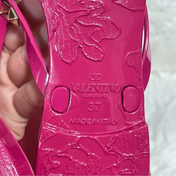Valentino Garavani PVC Rockstud Bow Jelly Thong Sandals Pink 37 - Picture 5 of 10